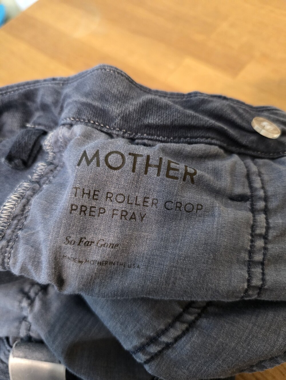 MOTHER The Roller Crop Prep Fray In So Far Gone Navy 25 - Picture 6 of 14